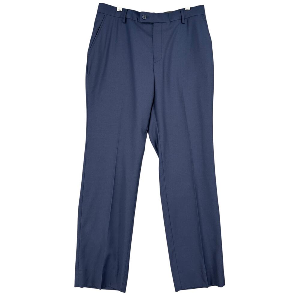 Pineapple Palaka Navy Blue Button Zip Belt Loops‎ Flat Front Pants 32 x 29